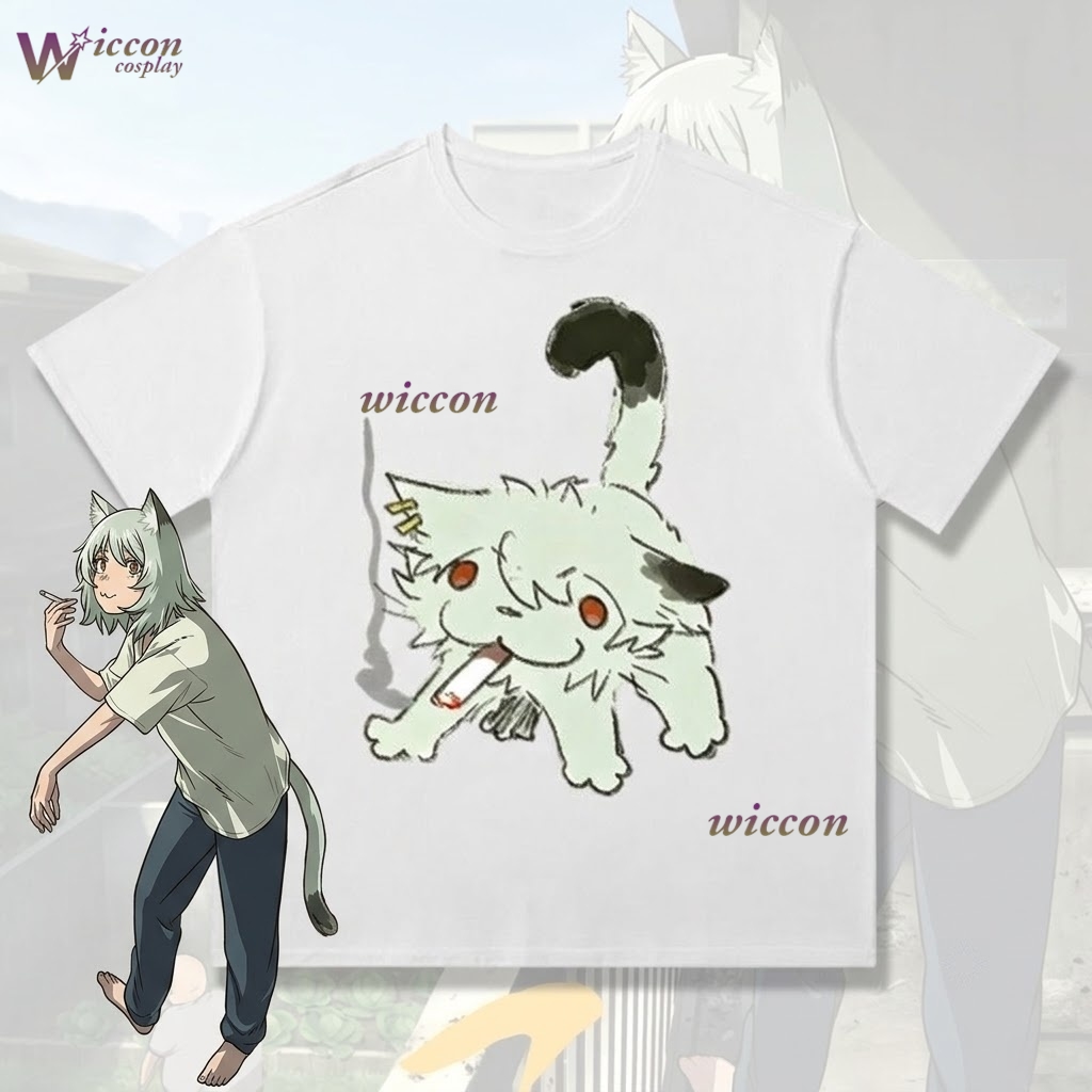 Anime Merchandise T Shirt - YesOk Chainsmoker Cat Yaniko Satou T-shirt
