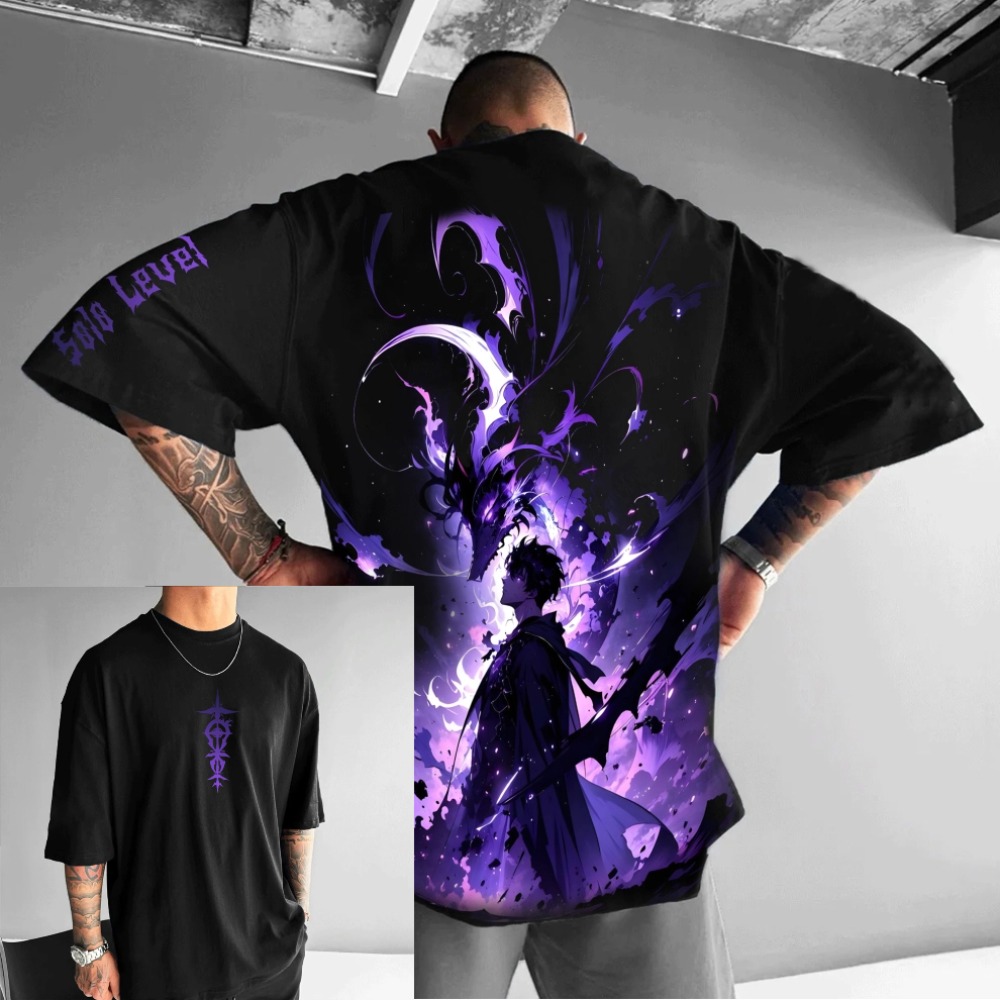 Anime Merchandise Solo Leveling - T-Shirts imprimés surdimensionnés pour hommes et